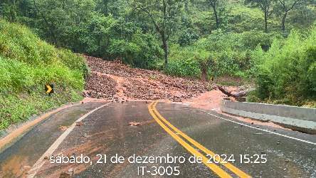 Deslizamento de talude e pedras