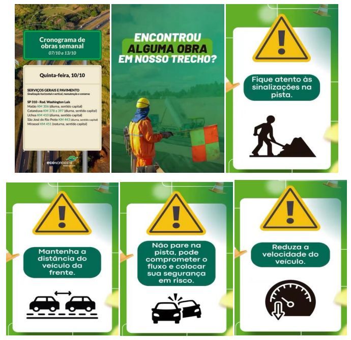 Divulgação diária da agenda de obras nas redes sociais da Econoroeste e dicas de segurança.